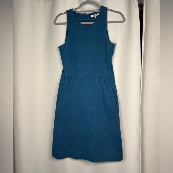 Madewell Keynote Ponte Fit and Flare Sleeveless Blue Dress Small - Picture 3 of 8